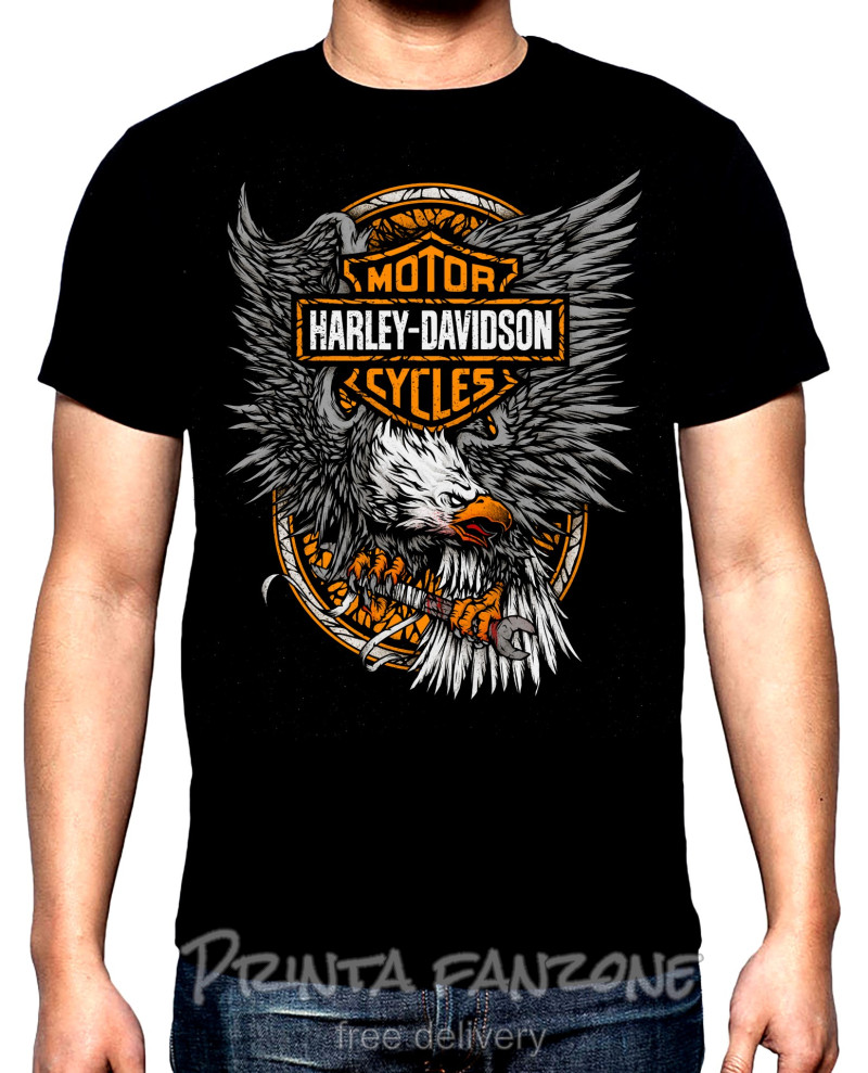T-SHIRTS Harley Davidson, eagle fly, 2, men's  t-shirt, 100% cotton, S to 5XL